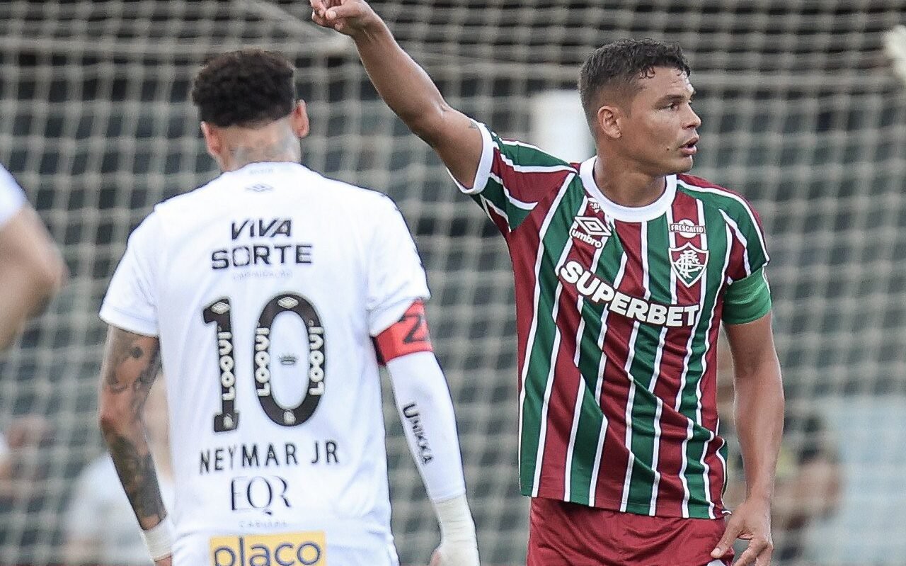 Thiago Silva e Neymar juntos em Santos x Fluminense (Foto: Marcelo Gonçalves/ Fluminense FC)