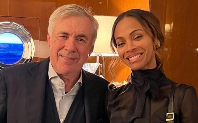 Zoe Saldaña é casada com um italiano e virou amiga de Carlo Ancelotti. Foto: Reprodução/Instagram