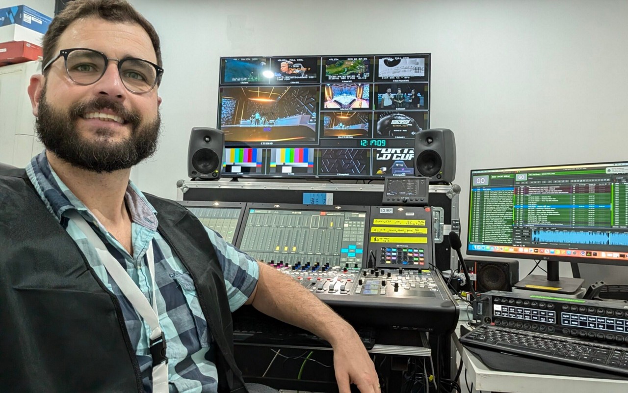 Jonathan Batista, operador de som de jogos da Champions League (Foto: Reprodução)