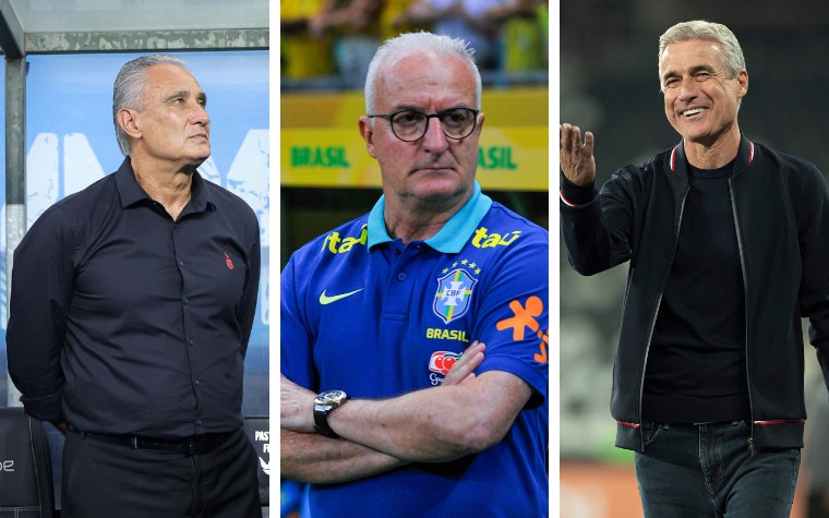 Tite, Dorival Júnior e Luís Castro são opções de técnicos livres no mercado (Fotos: Maxi Franzoi, Jhony Pinho e Jorge Rodrigues / AGIF)