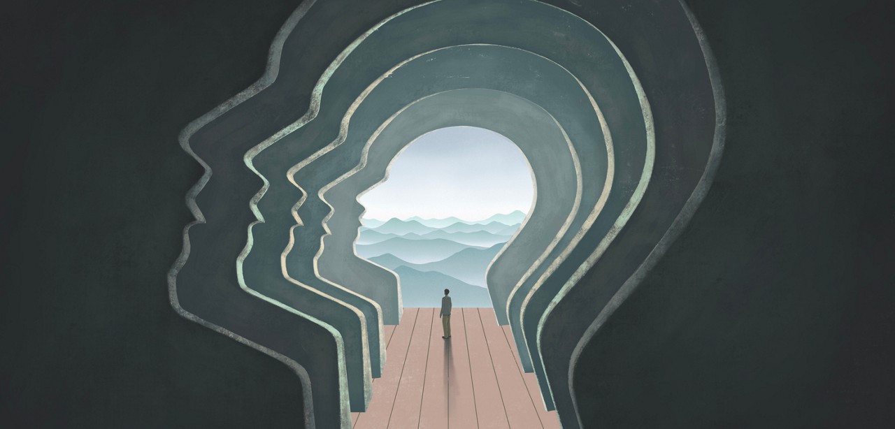 Concept art of mild, brain, psychology, and spiritual. surreal painting.
