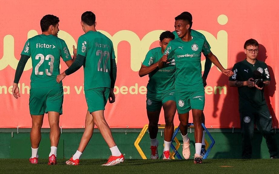 Jogadores do Palmeiras durante treinamento na Academia de Futebol (Foto: Cesar Greco/Palmeiras)