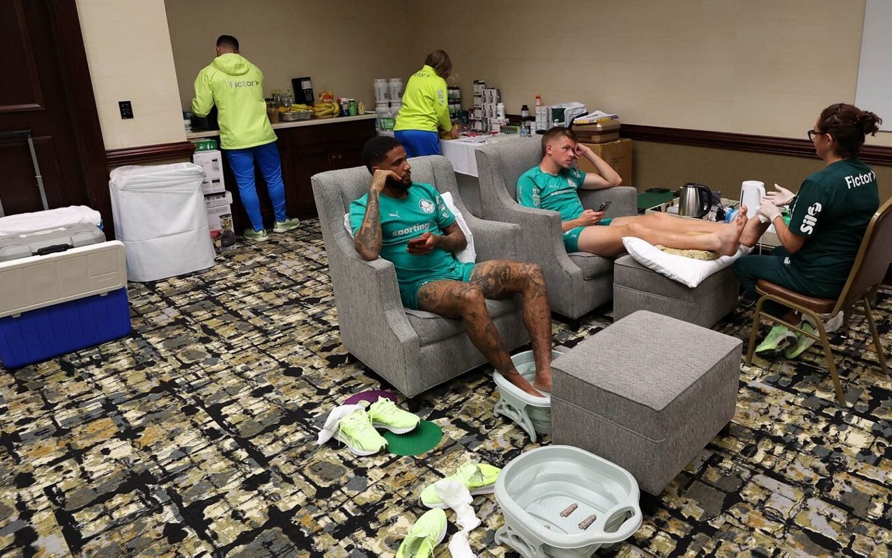 Estrutura do NSP montada no hotel de concentração da equipe (Foto: Cesar Greco/Palmeiras/by Canon)