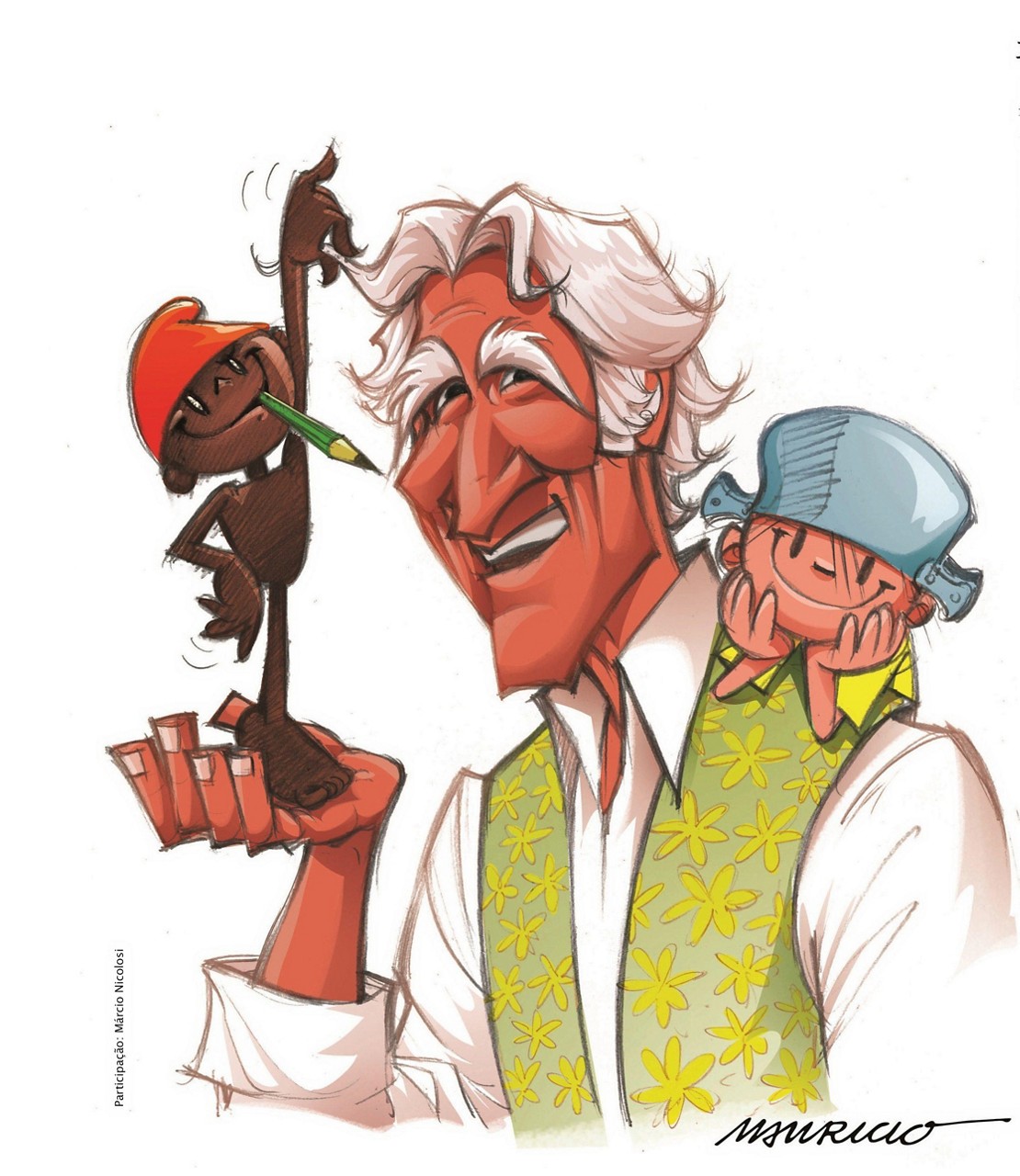 Caricatura de Mauricio de Souza para Ziraldo