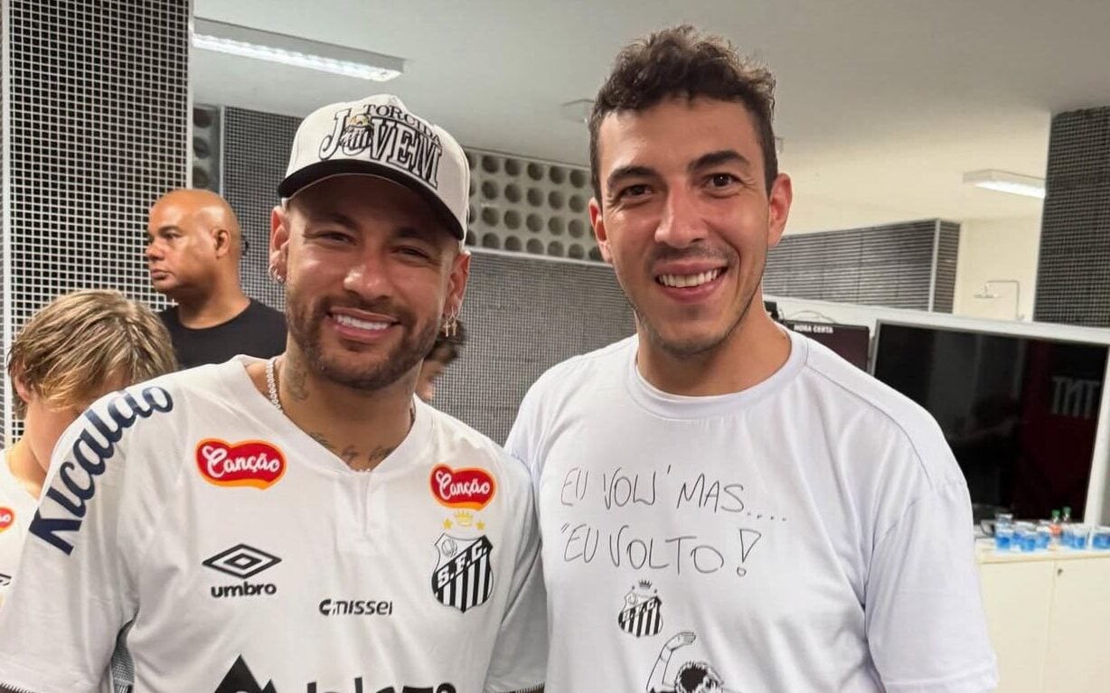 Gui Pitta marcou presença na apresentação de Neymar na Vila Belmiro (Foto: Reprodução)