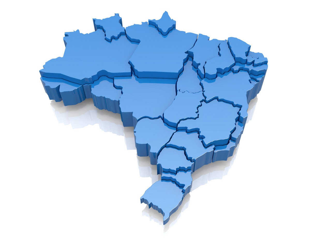 Three-dimensional map of Brazil on white background. 3d