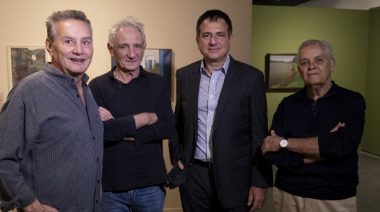 Paulo Navarro, Fernando Arecco Motta, Massimo Cavallo, presidente da Casa Fiat de Cultura, e Paulo Laender, na abertura da exposição “Pancetti - O mar quando quebra na praia”, na Casa Fiat de Cultura