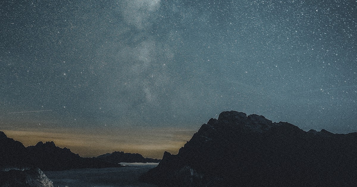 Starry night nature background with mountains aesthetic remixed media