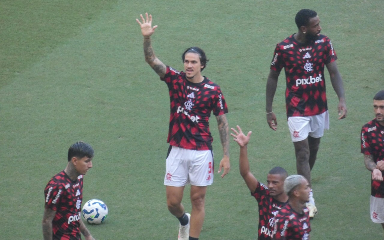 Pedro durante partida do Flamengo (Foto: Lucas Bayer/Lance!)