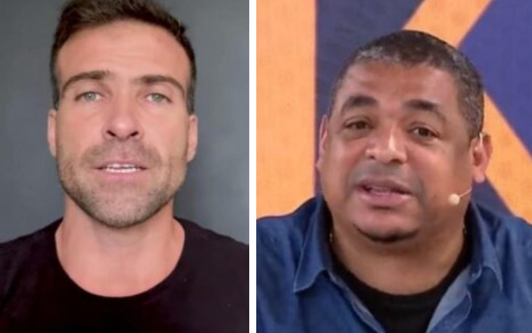 Pilhado realizou proposta ousada para Vampeta após resultado de LDU x Flamengo (Foto: Reprodução/Montagem Lance!)