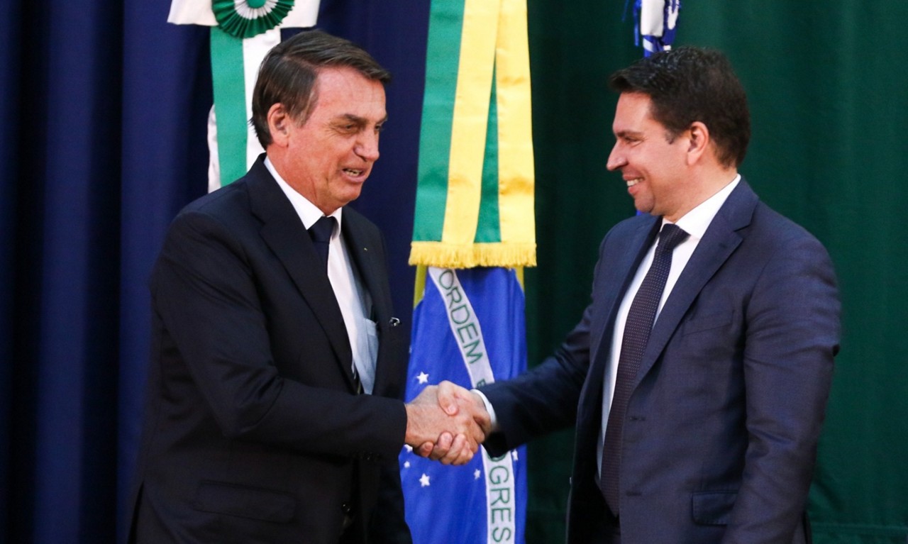 Jair Bolsonaro e Alexandre Ramagem em 2019, quando o atual deputado foi chefe da Agência Brasileira de Inteligência (Abin)