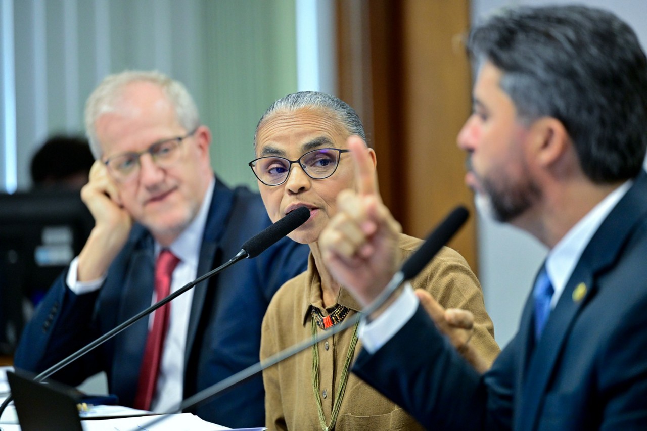 A ministra do Meio Ambiente, Marina Silva, durante audiência no Senado nesta terça-feira (27)