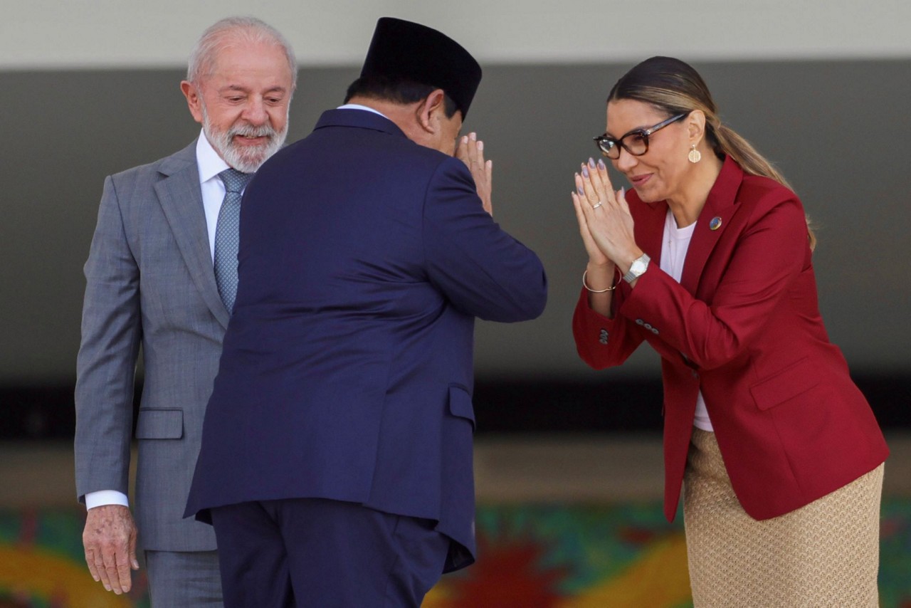 Presidente Lula e a primeira-dama Janja da Silva receberam nesta quarta-feira (9) presidente da Indonésia, Prabowo Subianto