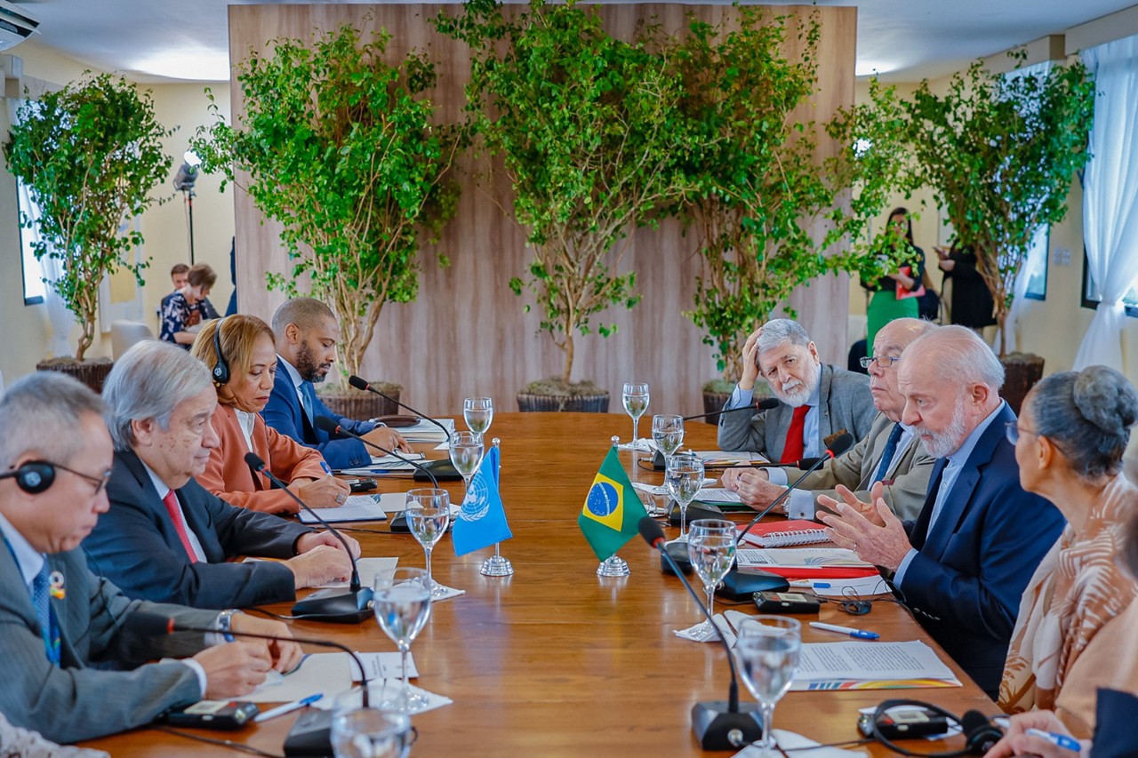 O Planalto informou nesta manhã de sábado (16) que o presidente Lula e o secretário-geral António Guterres trataram sobre clima e meio ambiente na reunião bilateral
