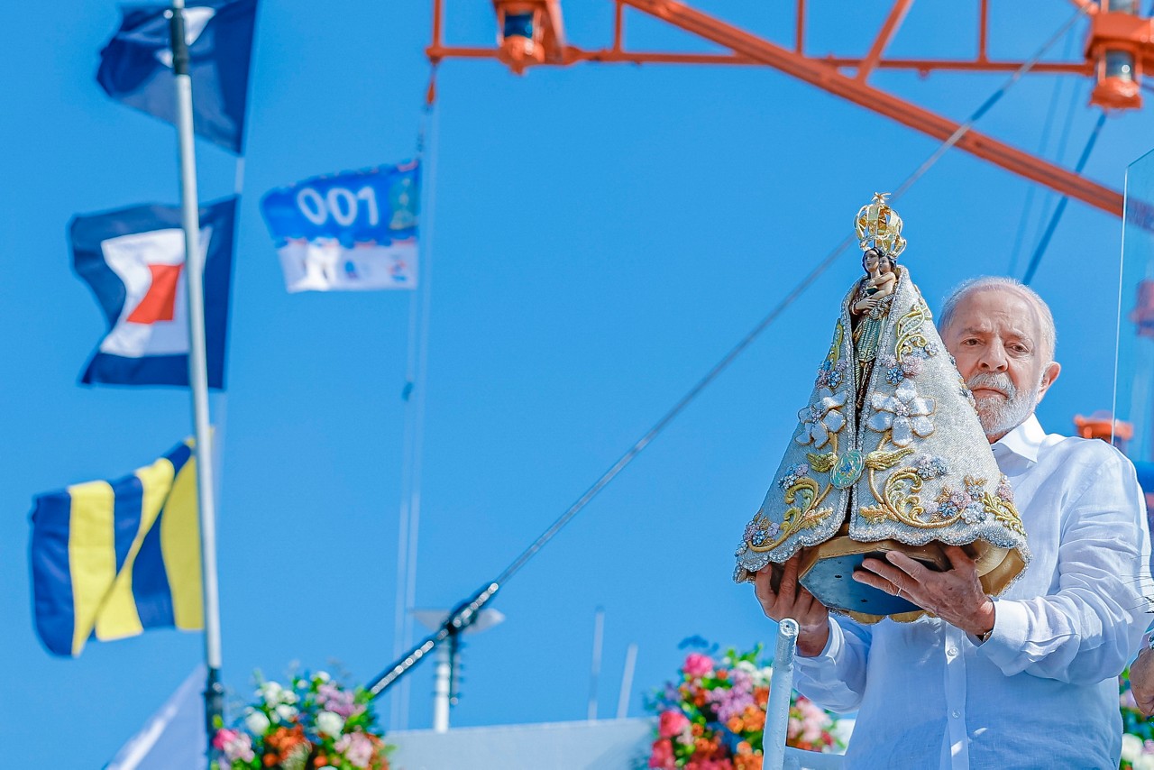 O presidente Lula durante a romaria fluvial do Círio de Nazaré, no Trapiche de Icoaraci, em Belém (PA)