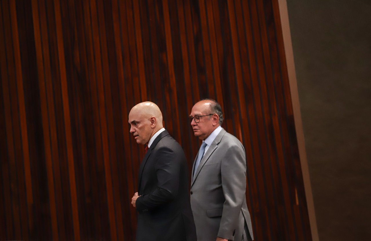 O decato do STF, Gilmar Mendes, saiu em defesa do ministro Alexandre de Moraes após ataques do governador Tarcísio de Freitas (Republicanos)