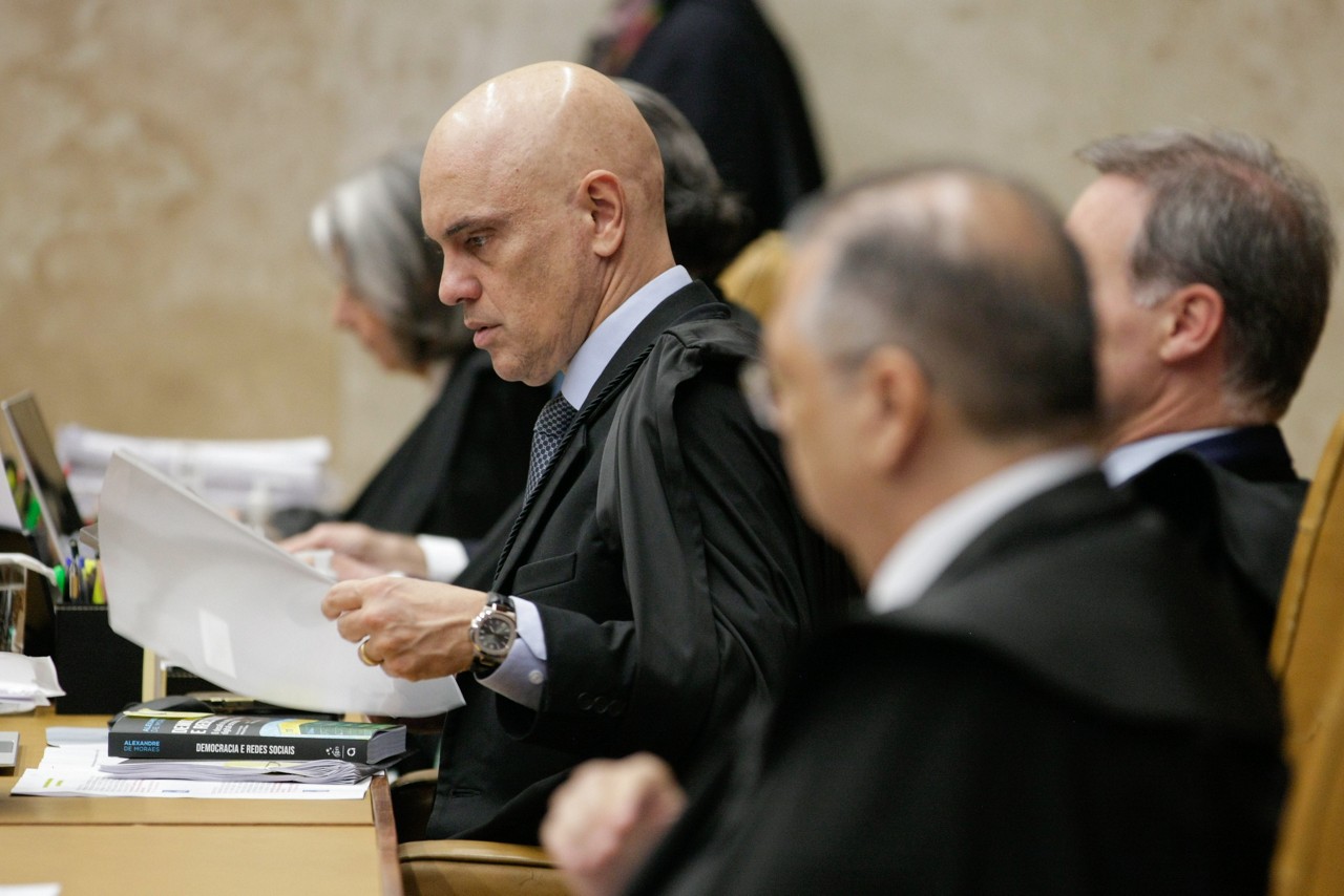 O ministro Alexandre de Moraes em sessão no Plenário do Supremo Tribunal Federal (STF)