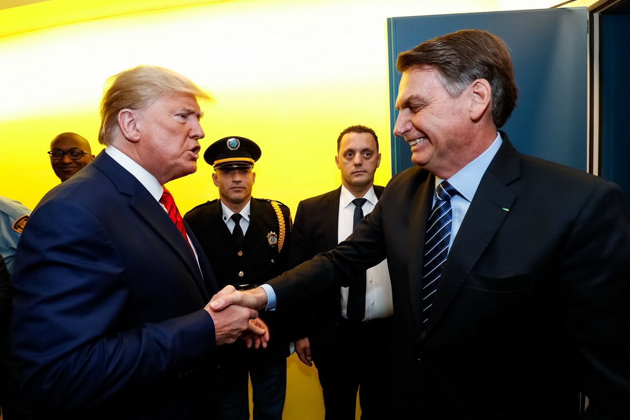 Os então presidentes Donald Trump e  Jair Bolsonaro se encontram na 74ª Sessão da Assembleia Geral das Nações Unidas (ONU)