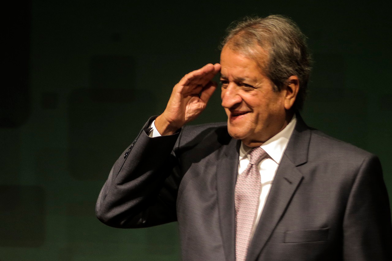 O presidente nacional do Partido Liberal (PL), Valdemar Costa Neto, fala com a imprensa no Centro de Eventos e Convenções Brasil 21, em Brasília.