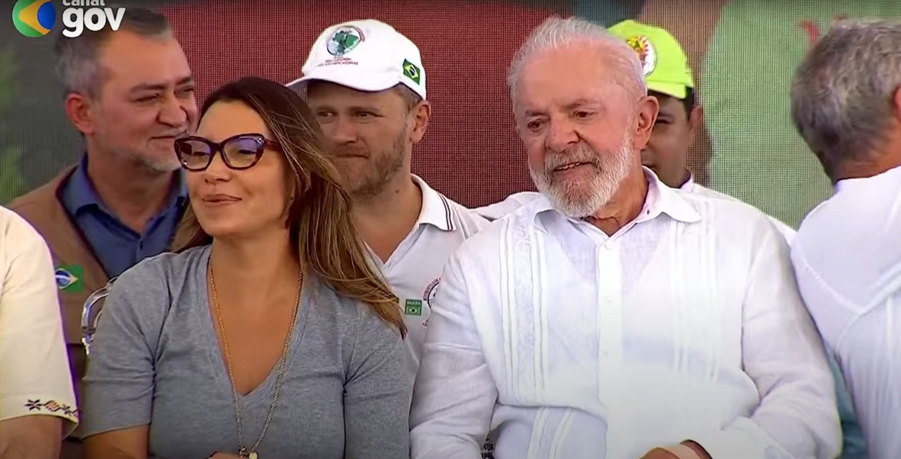 A primeira-dama Janja da Silva durante evento em Campo do Meio, Sul de Minas