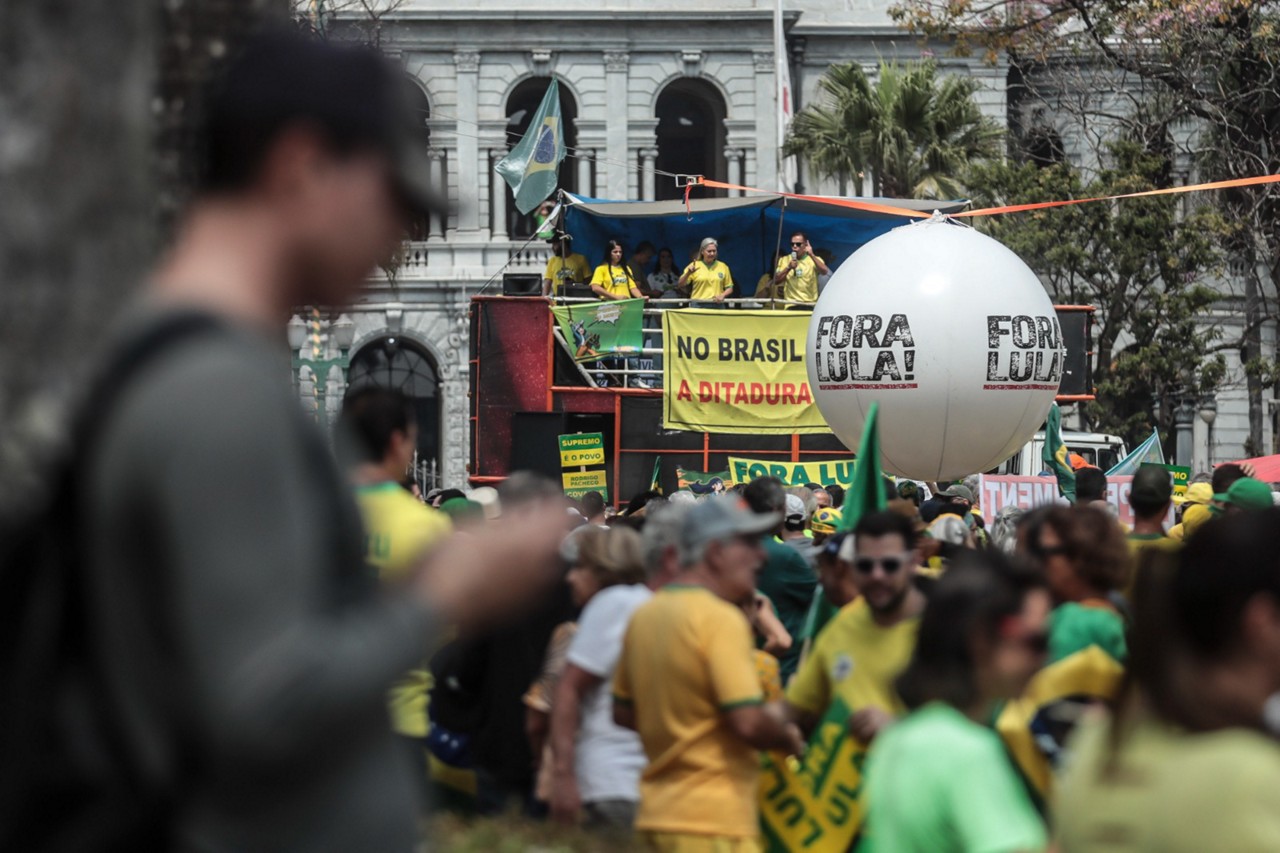 Grupo de movimentos de direita protestaram neste 7 de setembro na Praça da Liberdade 