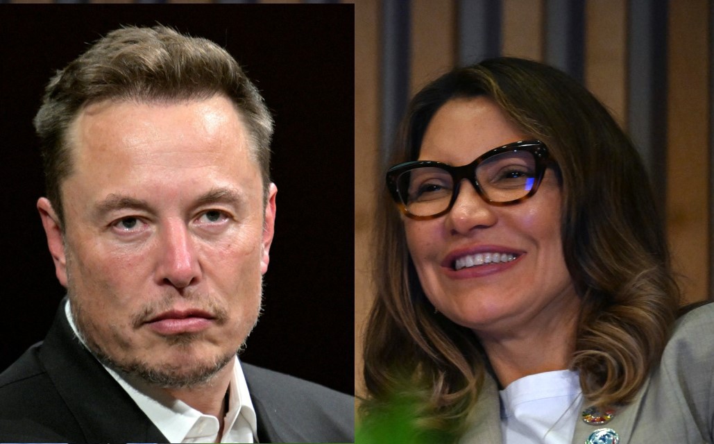 Montagem com as fotos de Elon Musk, dono do X, e a primeira-dama brasileira Janja