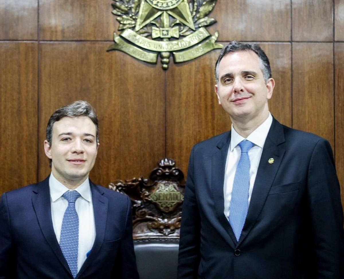Advogado João Rafael Soares e senador Rodrigo Pacheco (PSD-MG)