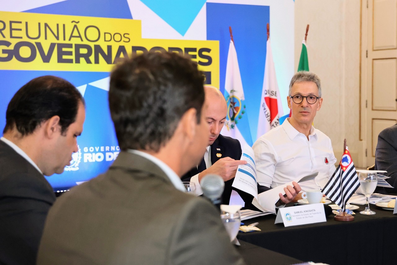 O governador Romeu Zema (Novo) se encontrou com os governadores Eduardo Leite (PSDB) e Cláudio Castro (PL) no Rio de Janeiro nesta sexta-feira (7 de fevereiro)