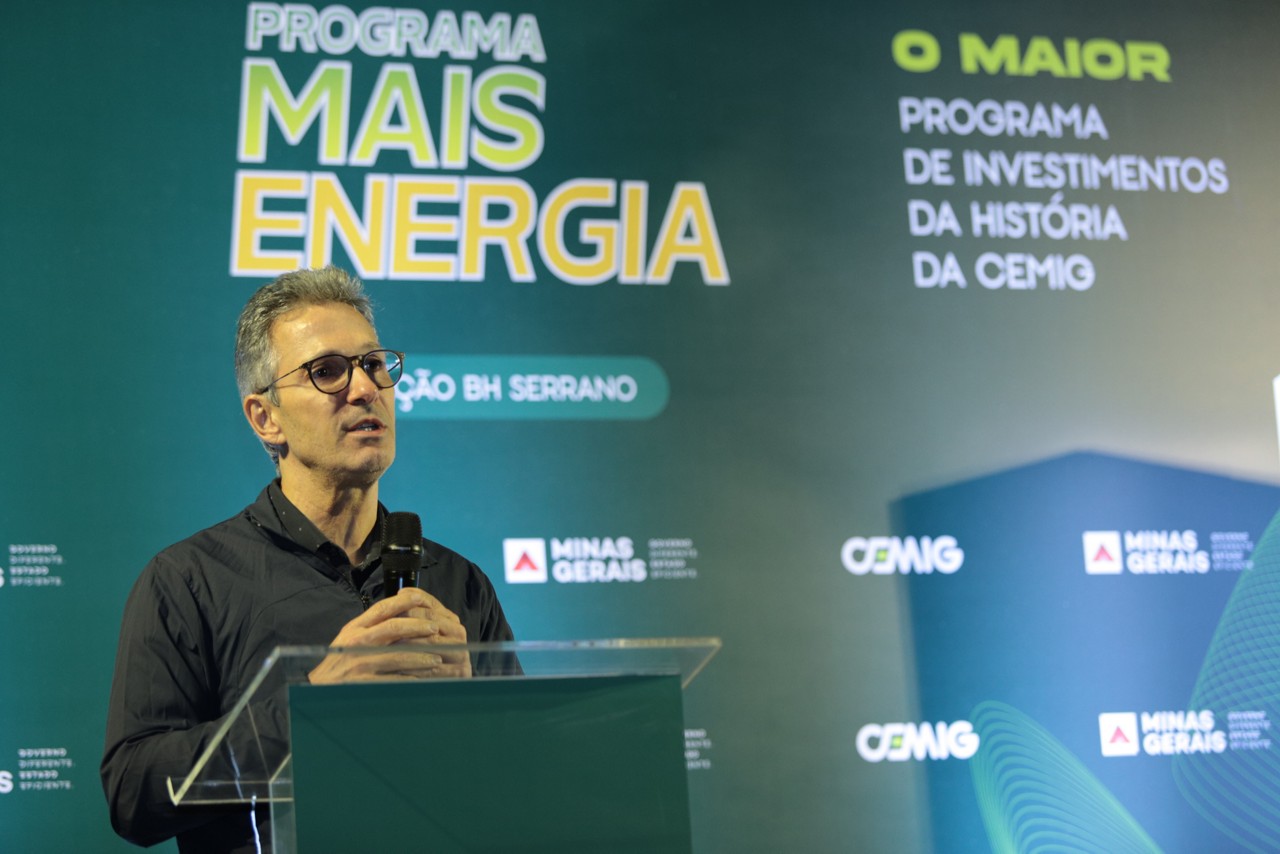 O governador Romeu Zema (Novo) durante a inauguração da subestação de energia Serrano, na região metropolitana de Belo Horizonte, no último mês de junho