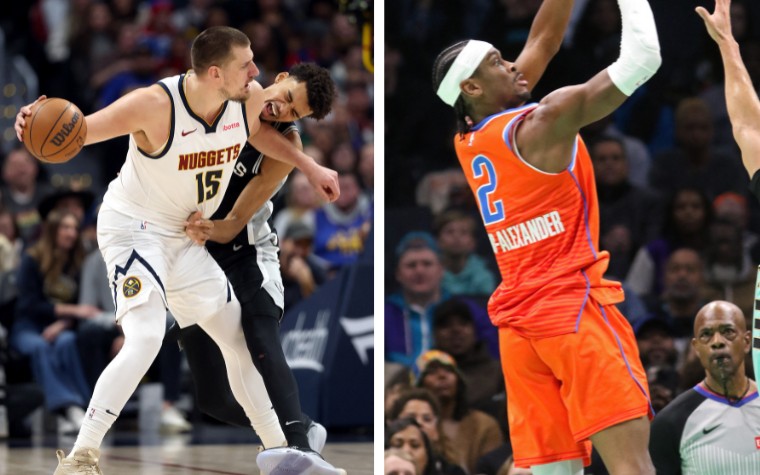 Nikola Jokic e Shai Gilgeous-Alexander, os favoritos ao prêmio de MVP da NBA (Fotos: AFP)