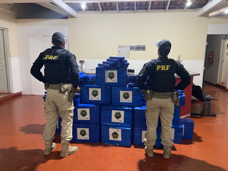 PRF apreende cerca de 700 kg de maconha na BR-251, em Salinas