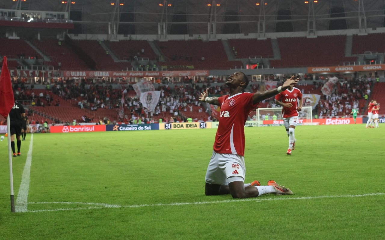 Ricardo Mathias após o gol que marcou no Mirassol (Foto: Ricardo Duarte/SC Internacional)
