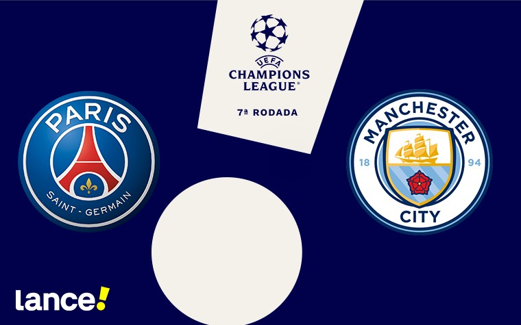 PSG e Manchester City se enfrentam, neste quarta-feira (22), pela 7ª rodada da Champions League (Foto: Arte Lance!)
