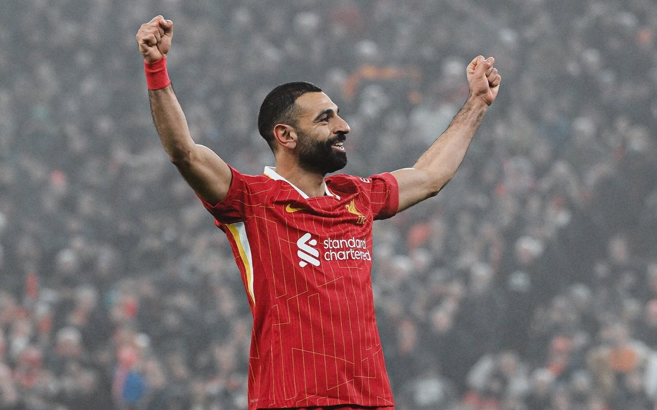 Salah comemorando gol pelo Liverpool na Premier League (Foto: Divulgação/ Liverpool)