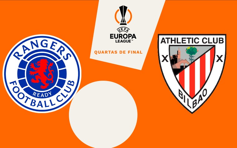 Rangers x Athletic Bilbao pelas quartas da Europa League (Foto: Arte/Lance!)