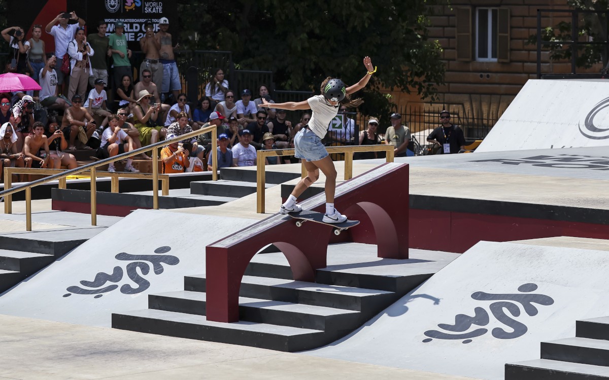 Rayssa Leal caiu na semifinal em Roma (Foto: Julio Detefon/ CBSK)