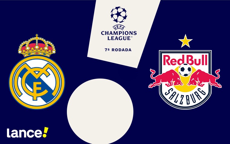 Real Madrid e RB Salzburg se enfrentam, neste quarta-feira (22), pela 7ª rodada da Champions League (Foto: Arte Lance!)