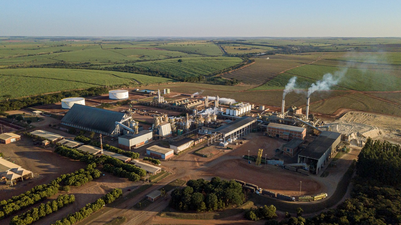 Aerial view of large biofuel plant.