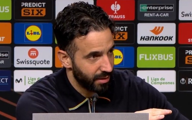 Rúben Amorim durante coletiva do Manchester United (Foto: Reprodução)