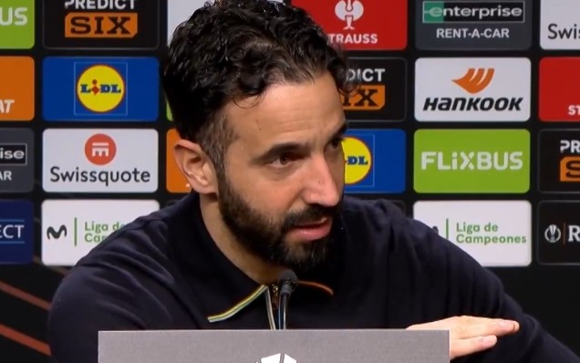 Rúben Amorim durante coletiva do Manchester United (Foto: Reprodução)