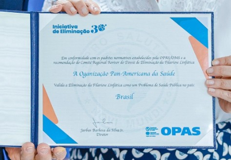 Certificado da erradicação da elefantíase no Brasil