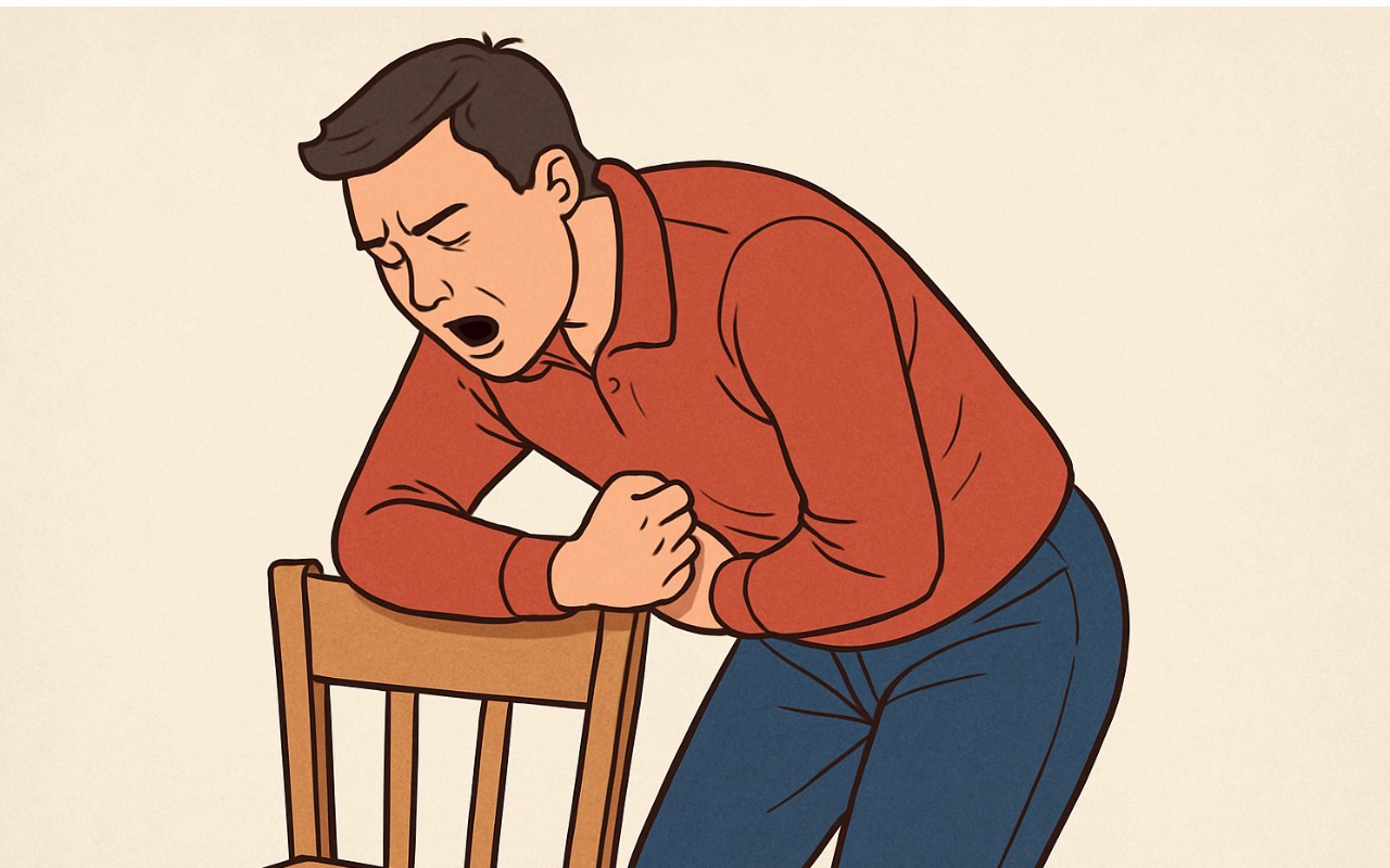 Como realizar a Manobra de Heimlich em você mesmo (imagem ilustrativa)