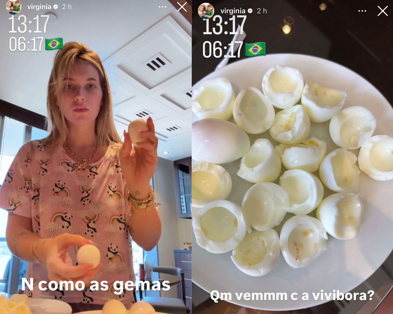 Dieta da influenciadora Virgínia é a base de ovos cozidos