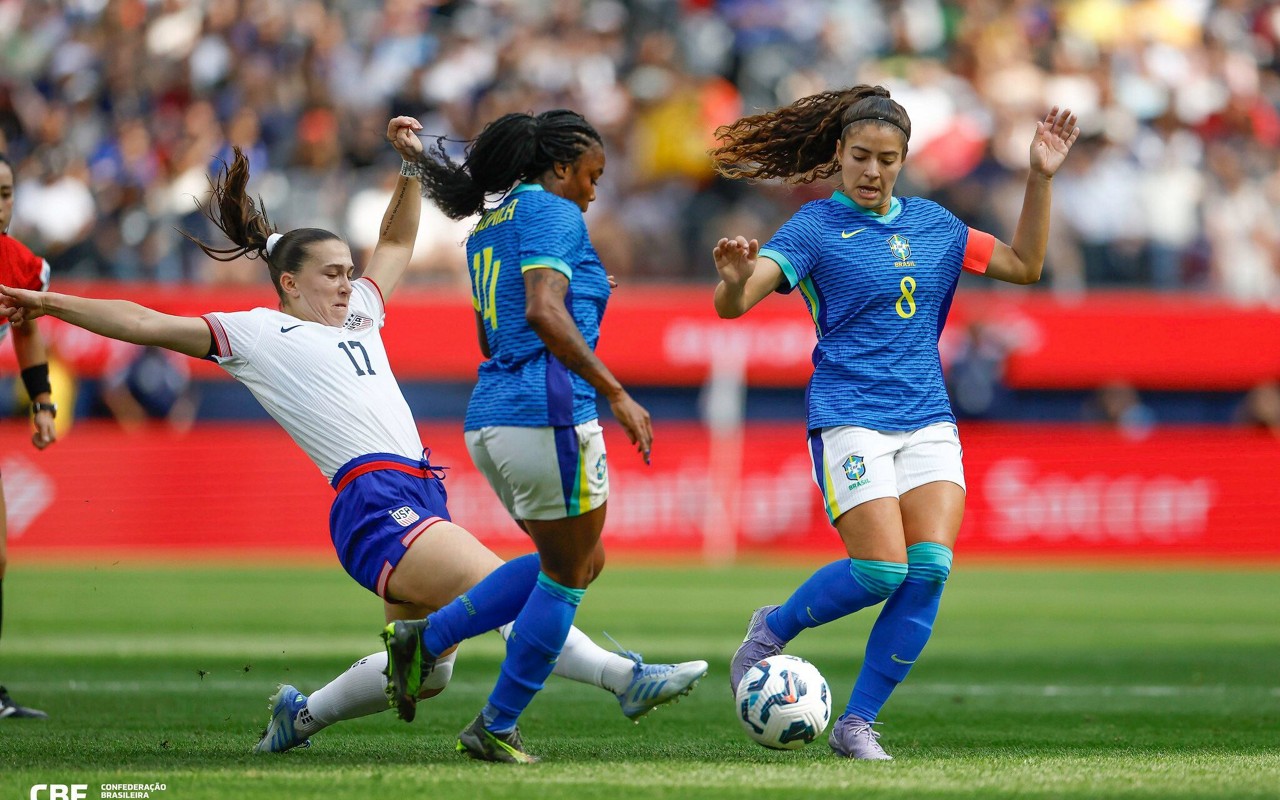 Seleção Feminina disputou primeiro jogo do ano contra os Estados Unidos (Foto: Rafael Ribeiro/CBF)