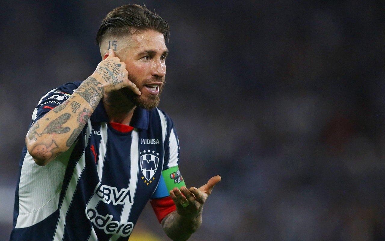 Sergio Ramos comemora primeiro gol marcado pelo Monterrey (Photo by Julio Cesar AGUILAR / AFP)