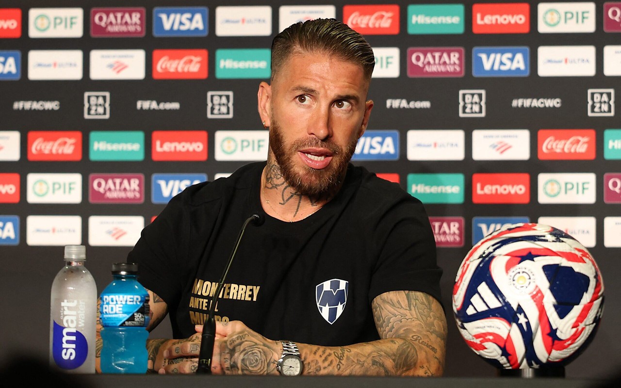 Sergio Ramos participou da coletiva de imprensa na véspera da partida entre Monterrey e Inter de Milão (Foto: Stu Forster/GETTY IMAGES NORTH AMERICA /Getty Images via AFP)
