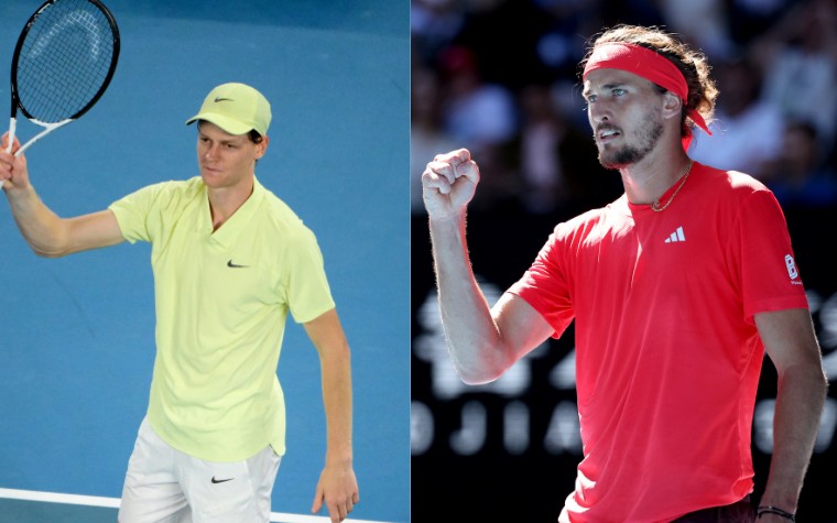 Jannik Sinner e Alexander Zverev no Australian Open (Fotos: AFP)