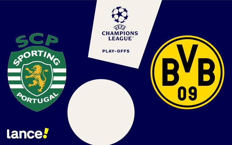 Sporting e Borussia Dortmund se enfrentam pelos play-offs da Champions League (Foto: Arte/Lance!)
