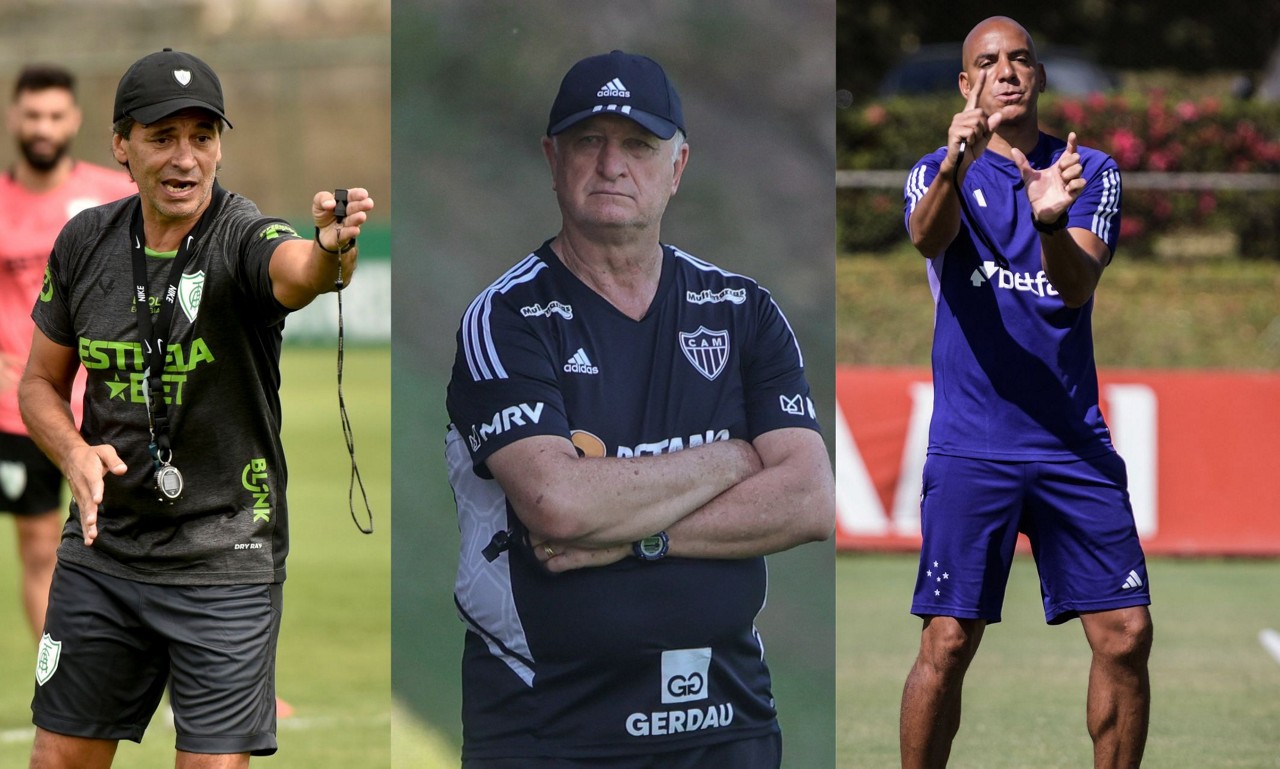 Técnicos Bustos, do América, Felipão, do Atlético, e Pepa, do Cruzeiro