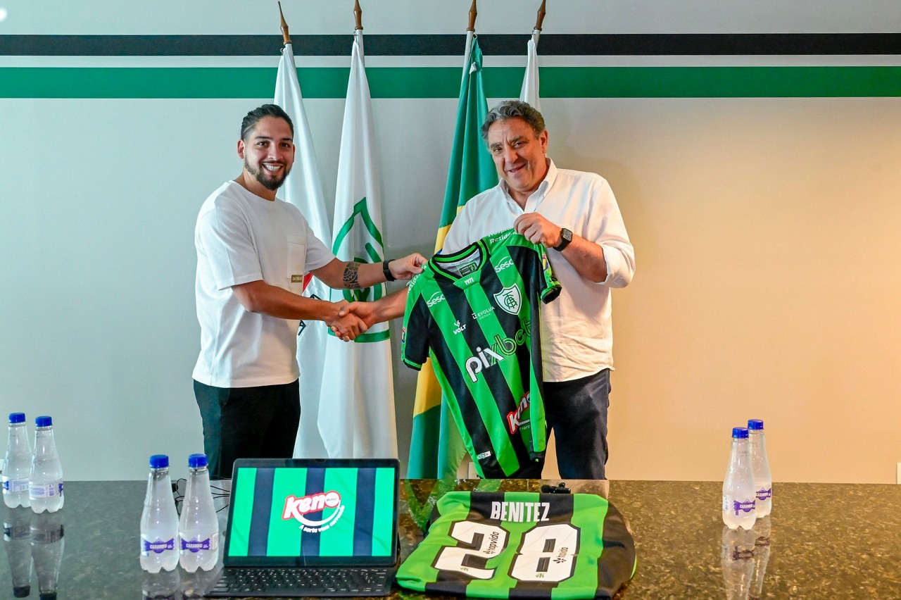 Benítez e Marcus Salum, presidente da SAF alviverde